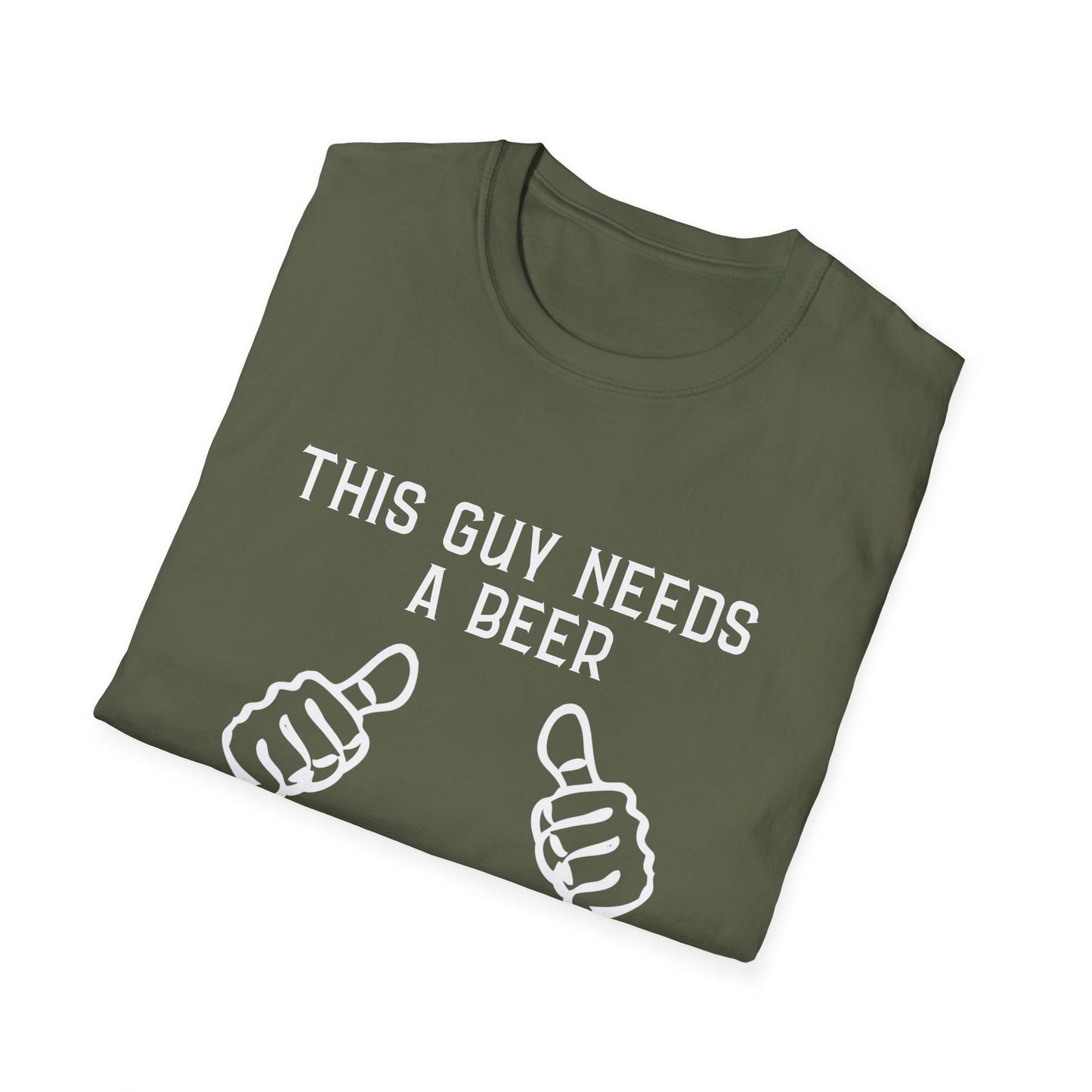 This Guy Needs a Beer T-Shirt — Funny Men’s Beer Thumbs Graphic Tee